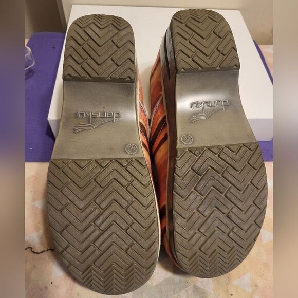 Dansko® Pro Orange/Pink "Sunset" Pattern Canvas Closed Back Clogs sz.10/40 $145 - Picture 8 of 8